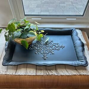 Southern Living at Home Black Florentine Tray with Gold Accents